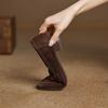 Krazing Pot Sheep Suede Autumn Winter Shoes Metal Decoration Loafers Med Heels Slip On Size 42 Round Toe Slip On Deep Mouth Pumps