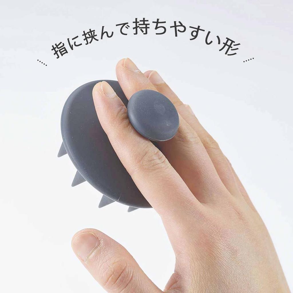 Shimomura Kihan Silicone Shampoo Brush in for Men and Hair Pore Dark 34337 [Made Japan] Women, Washing, Scalp, Massage, Gray,