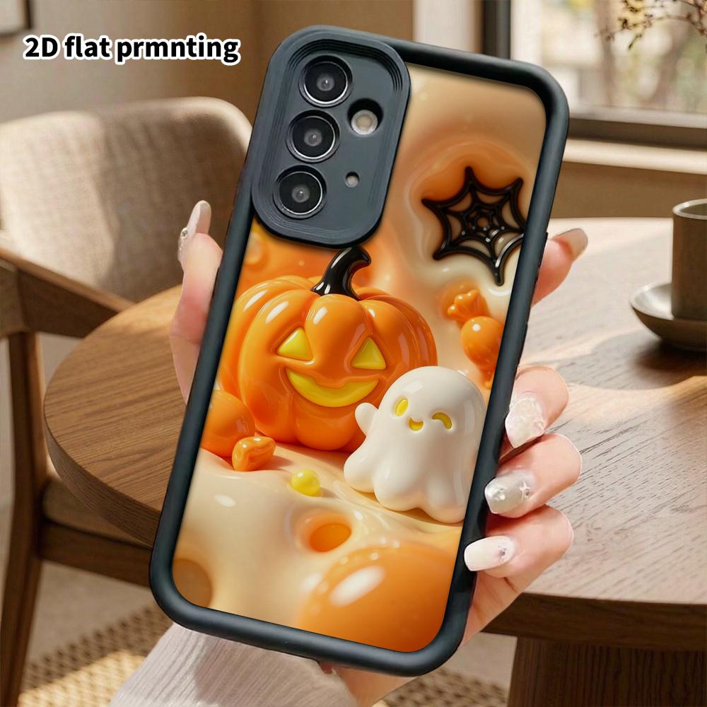 Phone case: 2D flat, suitable for Samsung Galaxy A34 A35 M05 M06 S20 S22 S21 FE Plus 5G protective case, glossy pumpkin lamp, perfect holiday gift for
