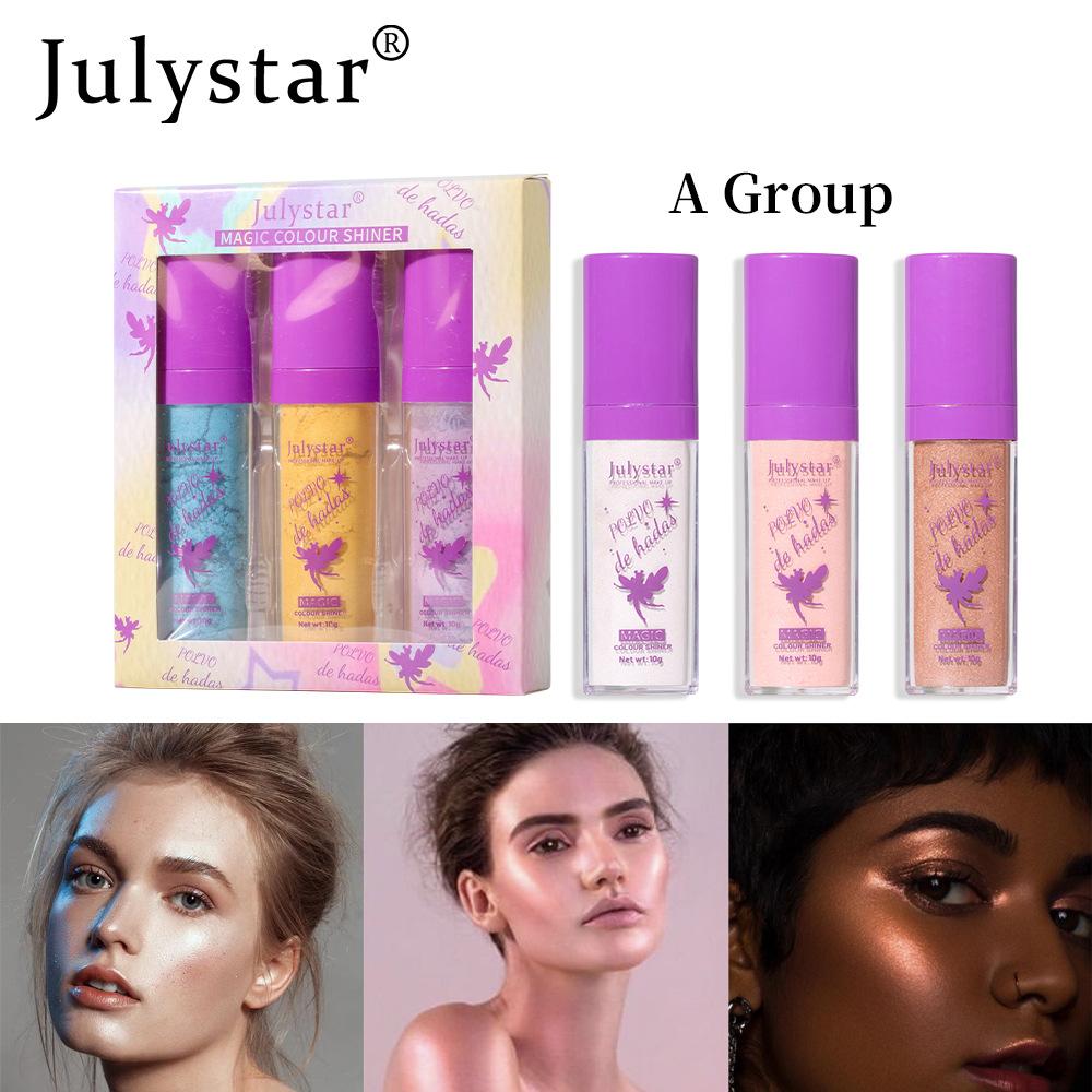 Make-up Fee Pat Puder Set Gesicht Dreidimensionales Contouring Glitzer Körperaufhellung Perlmuttfarbenes Highlight-Puder Set