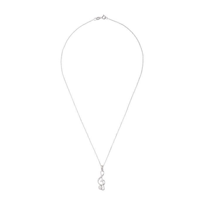 Collana - Ketty - Argento Sterling 925 - Ciondolo Chiave di Violino - Ossido di Zirconio - 42 cm