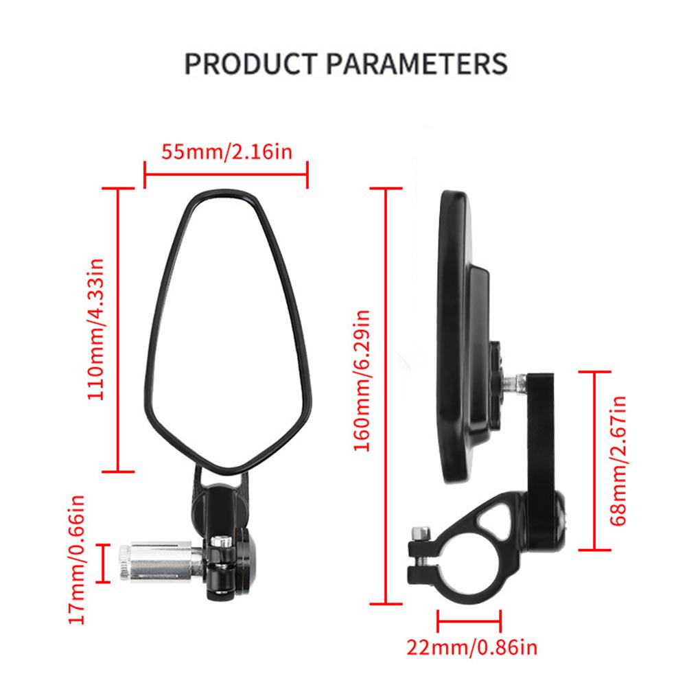 Kolip 1 Pair 22mm Motorcycle Bar End Rear Mirrors Replacement Retro Handlebar Side View Mirror Modified Accessories