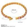 Retro light luxury inlaid with colored square zircon full zirconium bracelet stainless steel fashion high-end tennis chain bracelet