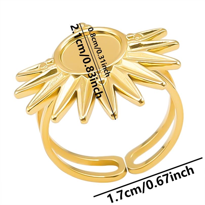 5pcs Retro Stainless Steel Gold Plated Ring Irregular Geometry Bow Ellipse Water Droplet Rings Diy Stone Drill Jewelry No Fading