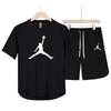 Herren Sommer Zweiteiler: Kurzarm-Rundhals-T-Shirt & Atmungsaktive Shorts mit offenem Bund