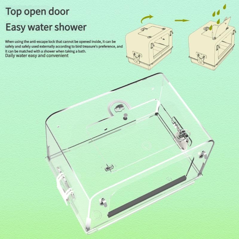 Pet Bird Bath Tub Transparent Bathing Tub Parrot Bathtub Parrot Shower Box Bathtub with Bottom Drawer