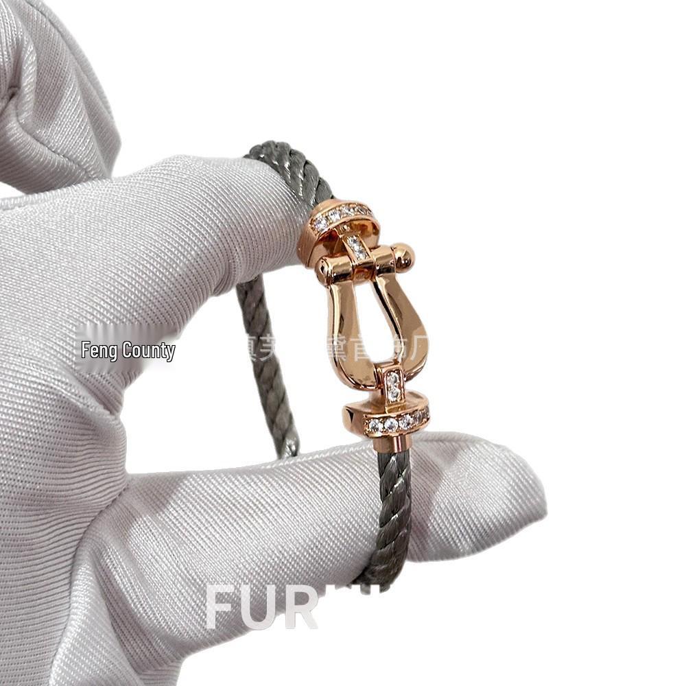 Fei Family Diamond Horseshoe Bracelet: Zodiac-Themed DIY Steel Wire for Couples