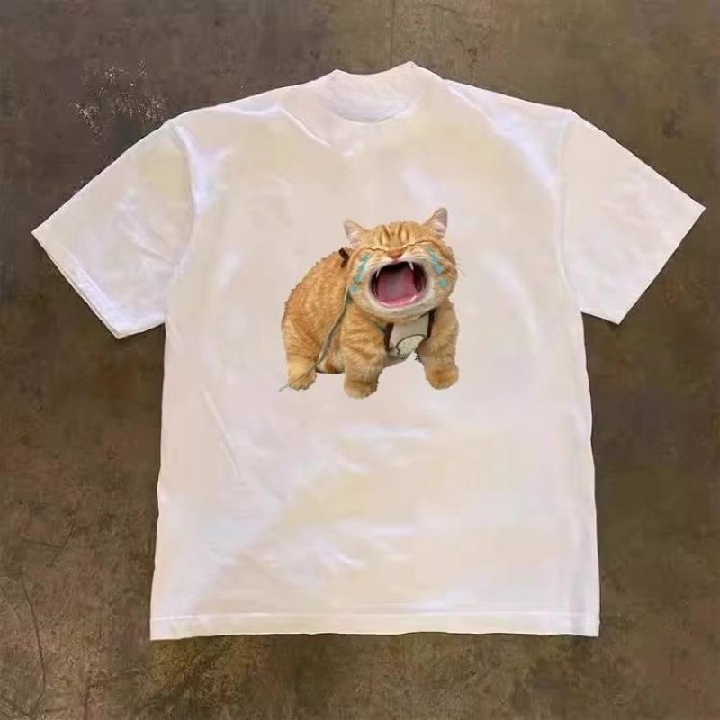 Neues Tear Cat Sommer Herren Damen T-Shirt Frühling und Herbst Paar Persönlichkeit Trend Locker Lässig Kurzarm Oberteil