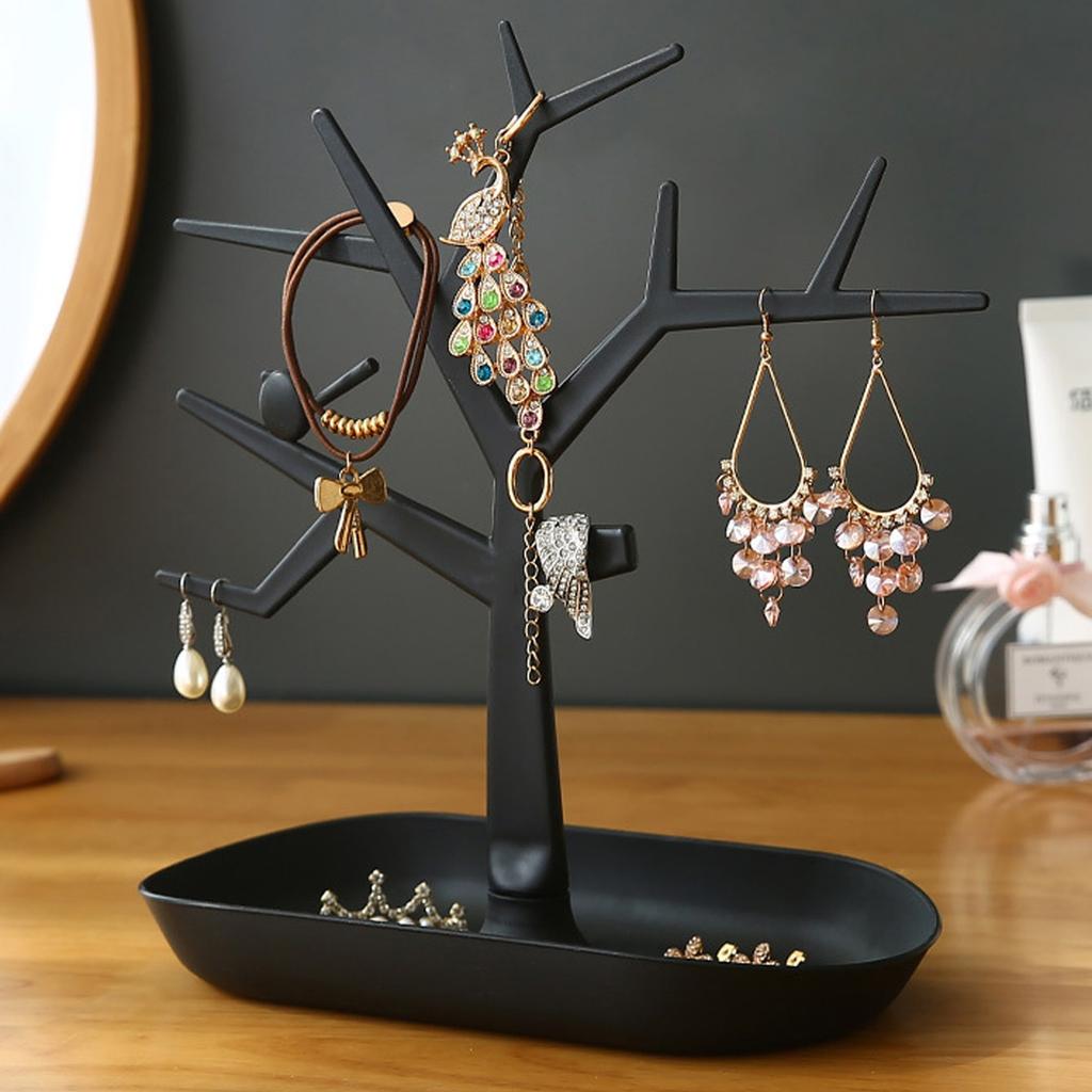 1pc tree shaped modern jewelry rack, used for storing necklaces,earrings,and keys.This display stand is made of durable plastic