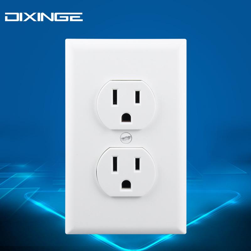 Dual 15A American Standard Three-Pin Double Gang Wall Socket