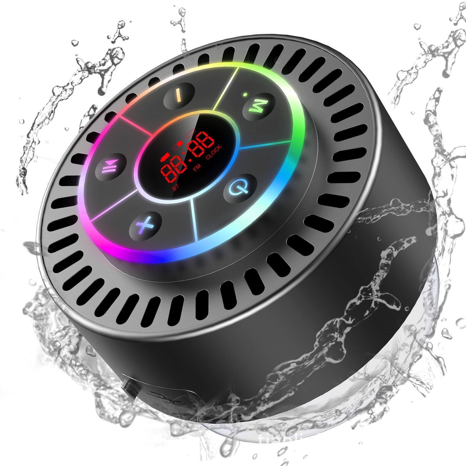 

Level 7 Waterproof Bluetooth Bathroom Speaker - Dustproof, Shockproof, LED Time Display, Built-in FM Radio чорний