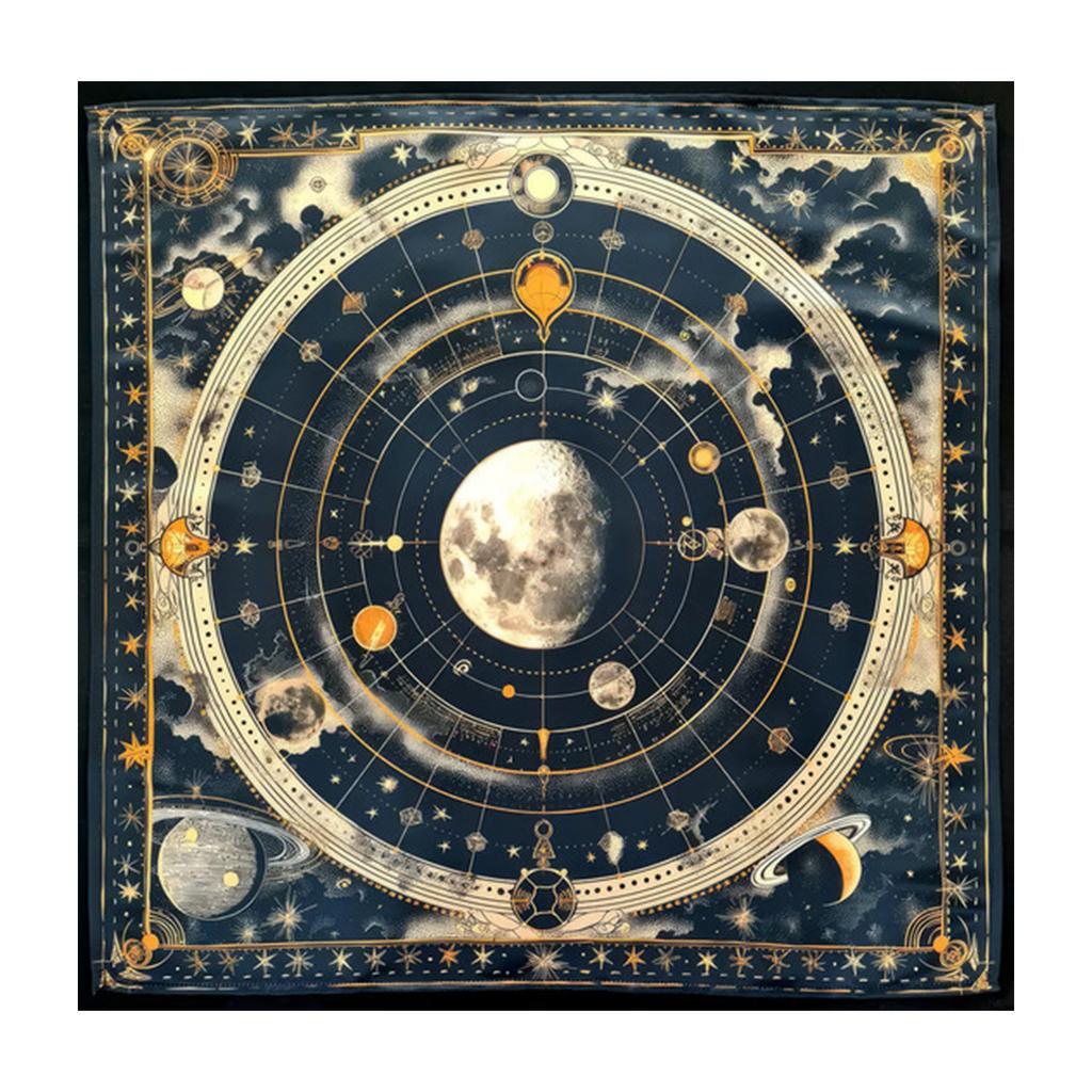 Square Divinations Tapestry Moon Planet Astrology Tablecloth Tarot Tablecloth Table Cloth Witchcrafts Supplies