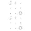 Sticker Tatuaggio Adesivo Lunga Striscia Totem Linea Dita Multi-Immagine Fiore Semplice Liscio Sole Luna Stella Schiena Vita Colonna Vertebrale