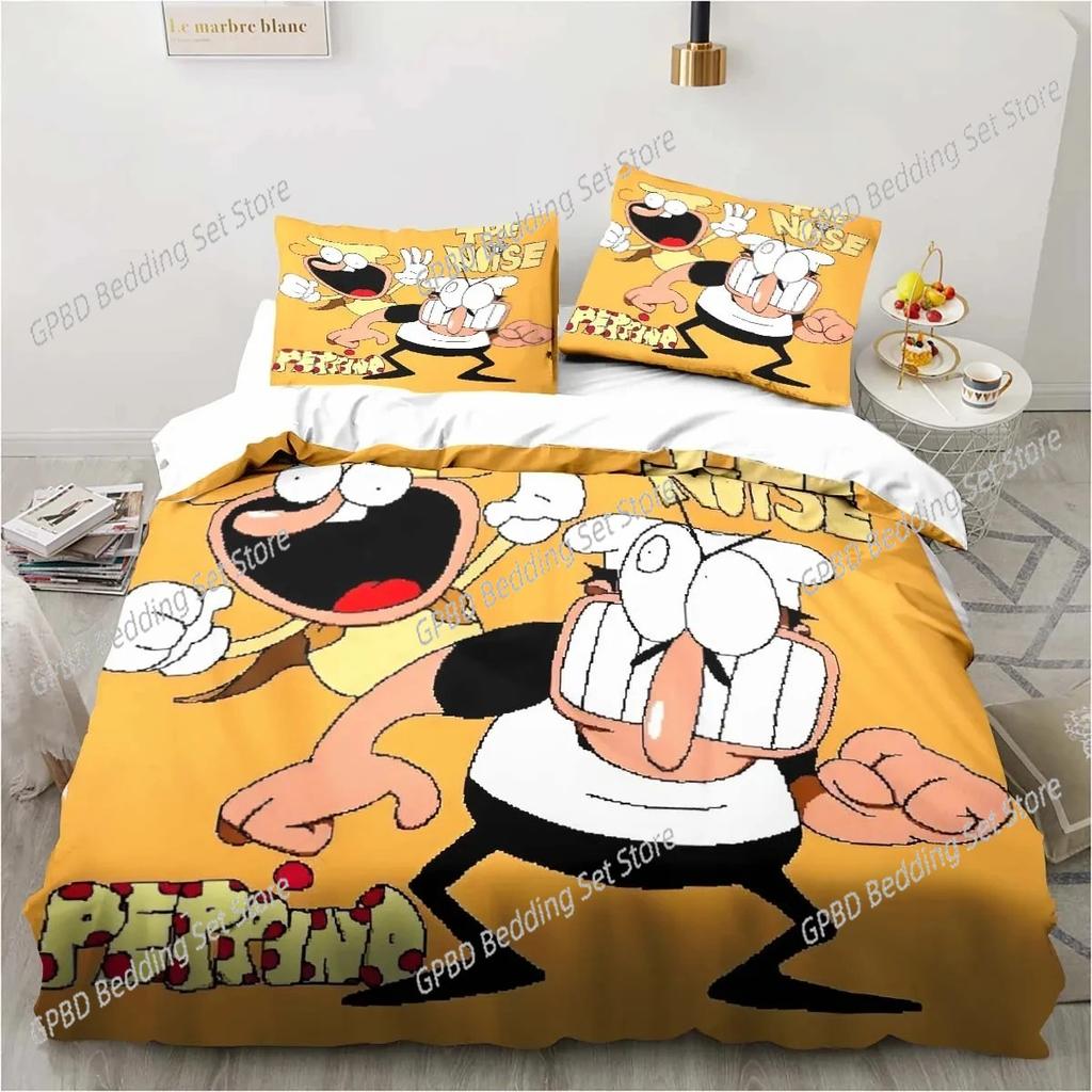 Pizza Tower Classic Pixel Style Bedding Set,Duvet Cover Bed Set Quilt Cover Pillowcase,King Queen Twin Size Boys Girls Adults