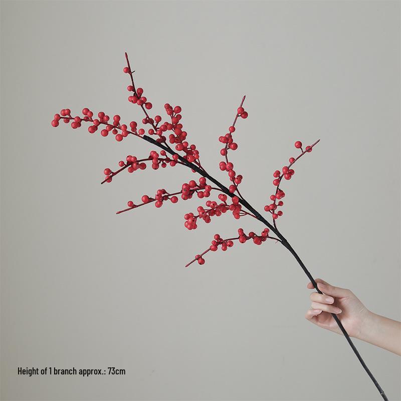 Holly Red Berry Artificial Flower Bouquet for New Year and Chinese New Year Decorations