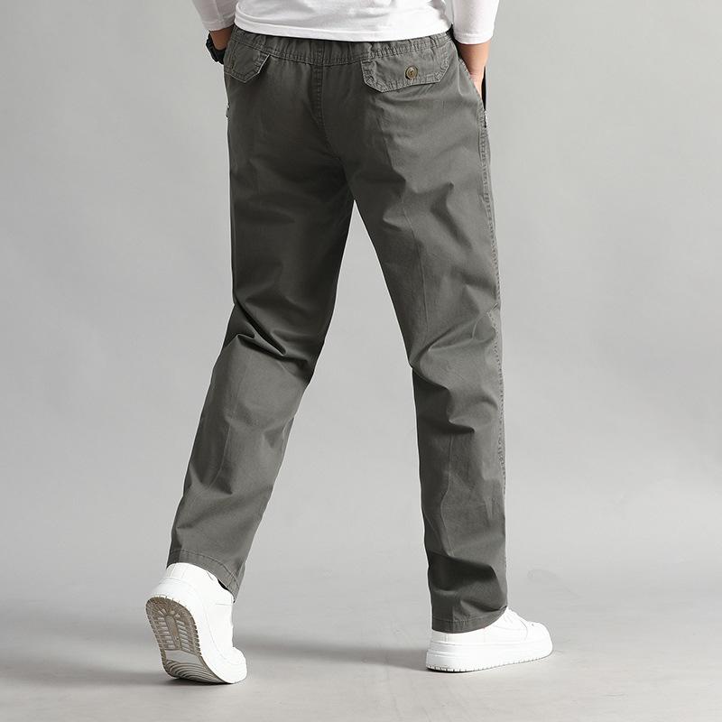 Pantaloni cu elastic pentru bărbați cu talie mijlocie Pantaloni drepți cu șnur cu șnur largi Pantaloni bărbați de vârstă mijlocie de mărime mare