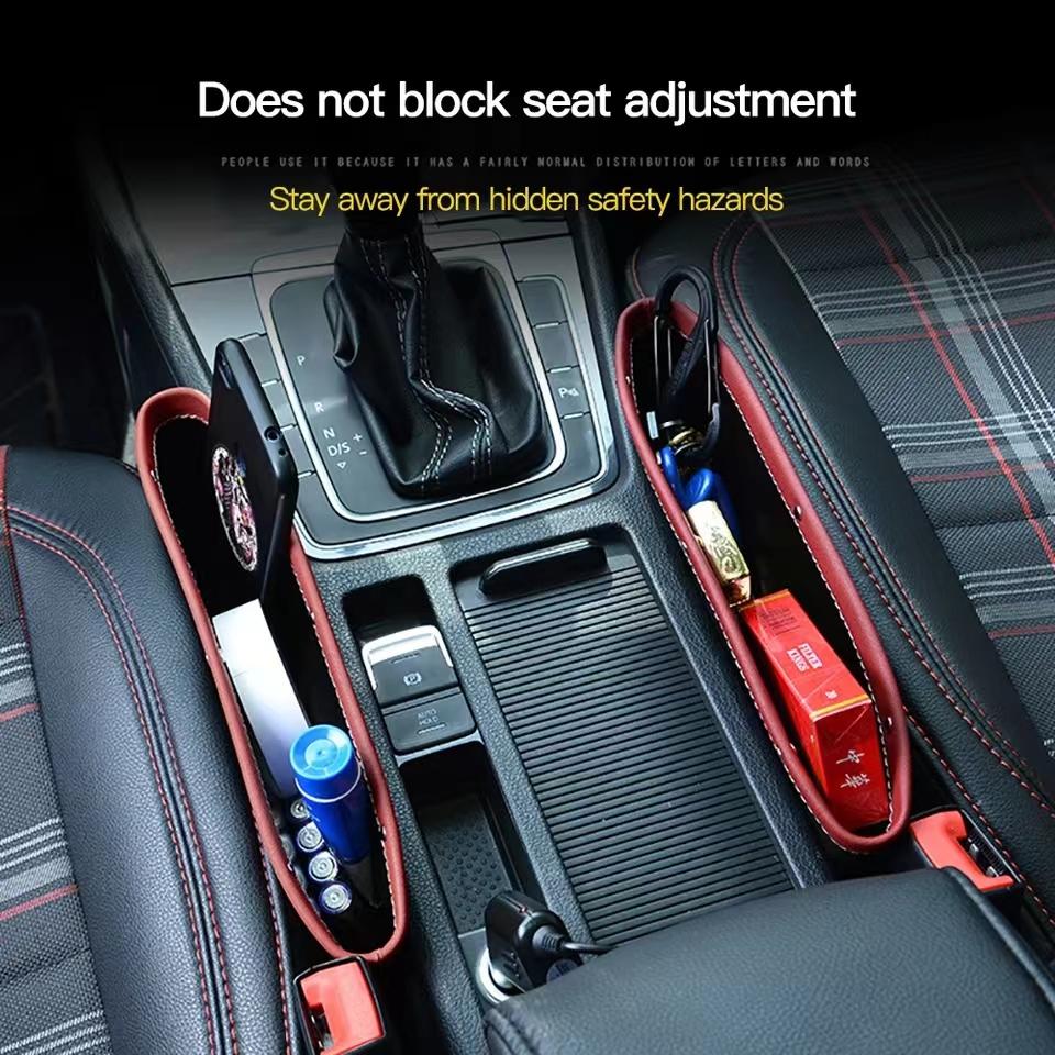 Leather Car Seat Slit Gap Organizer Storage Pocket Multifunction Driver Seat Catcher Cup Key Phone Holder Car Bag Storage Pocket