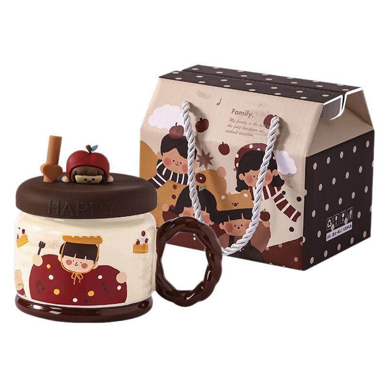 Parent Child Time Family Ceramic Water Cup High Value Gift Set Retro Cute Style Mug Holiday Gift