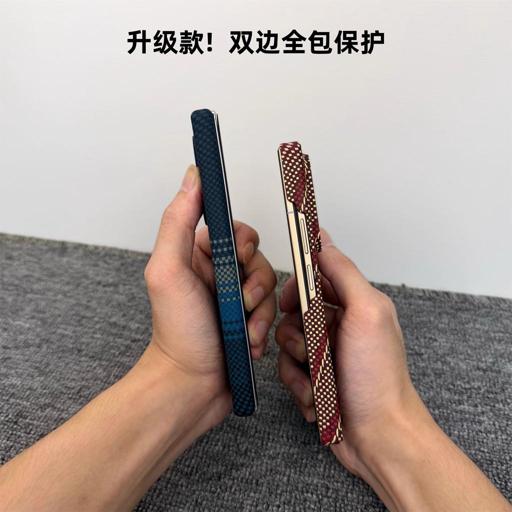 Applicable To Samsung Zfold1 Mobile Phone Case Kevlar Pattern W11 Double Central Axis FOLD1 Light and Thin Pc Anti-drop Hard Case