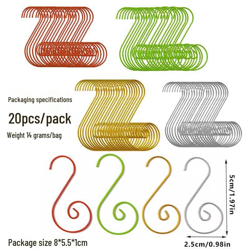 50-Pack Christmas S Hooks for Holiday Decorations - Stocking Holders & Tree Ornaments