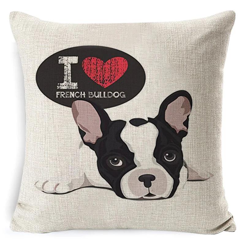 Bullterrier Beagle Bomull Lin Kuddfodral Bostonterrier Boxer Hund Kuddfodral Bulldog Chihuahua Heminredning Kuddfodral