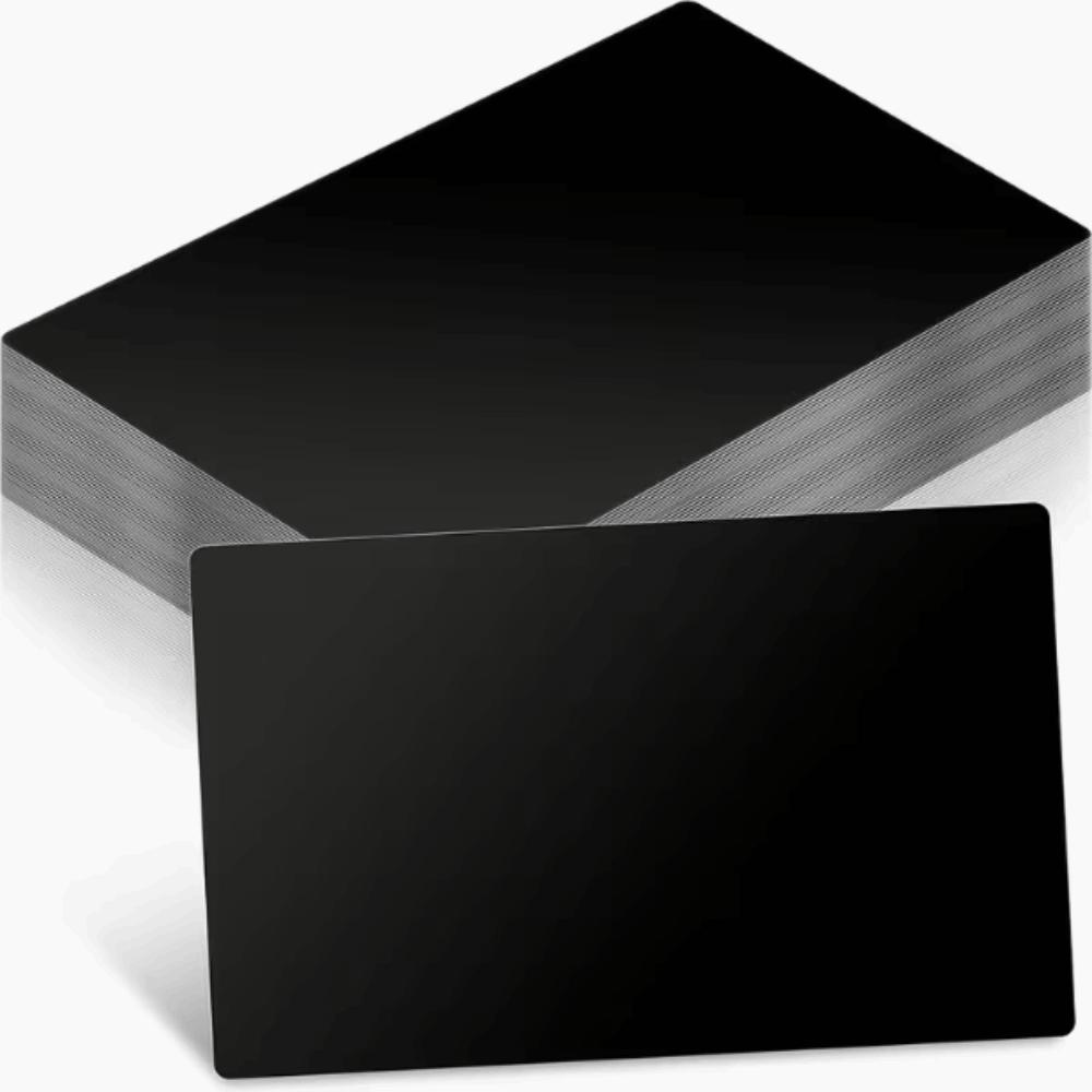 300 pcs/set Portable Aluminium Business Card 0.2mm Thickness Black Color Blank Business Card 86 54mm Engraving Area DIY