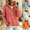 Cardigan pull en tricot à capuche pour femme avec bouton et cordon de serrage