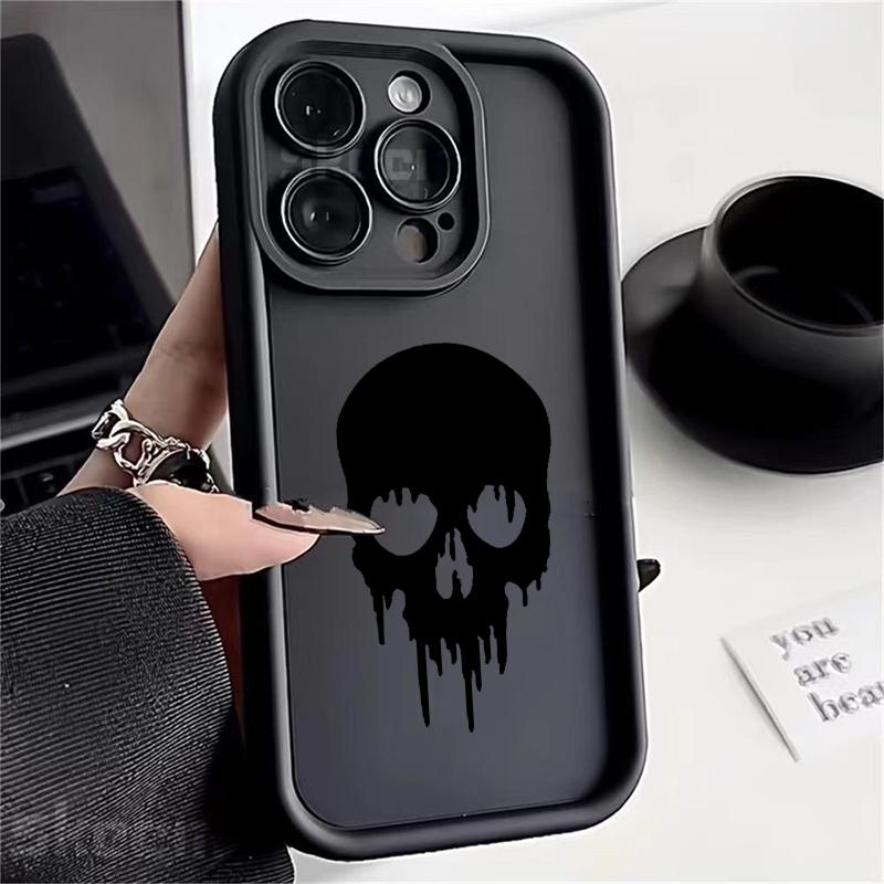 New Terror Black Skull Soft Silicone Phone Case For iPhone 16 15 14 13 12 11 Pro Max X XS XR 7 8 Plus Shockproof Bumper Cover