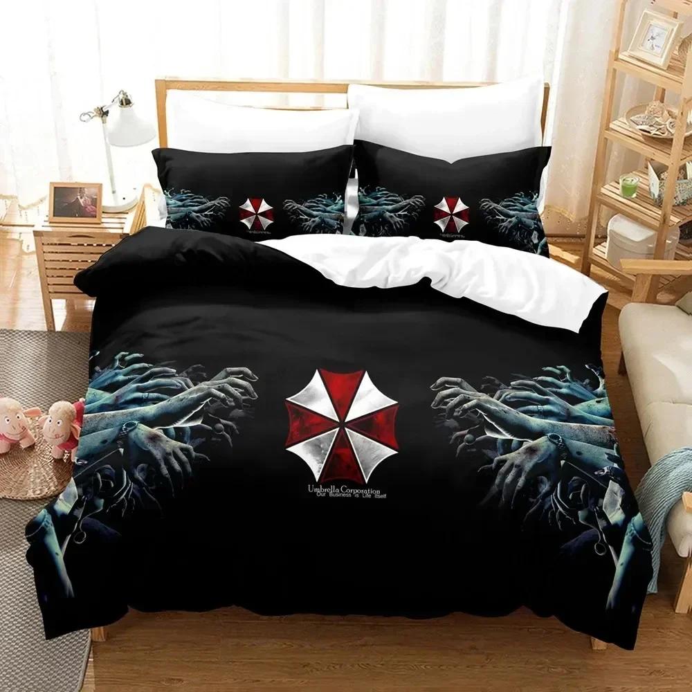 Bettwäsche-Set „Corporation Red Umbrella“ für Jungen und Mädchen, Einzel- und Doppelbettgröße, Bettbezug, Kissenbezug, Kinder- und Erwachsenenmode, Heimtextilien