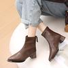 2025 Autumn and Winter Fashion Versatile Foreign Style Pointed Head Thin Medium Heel Thick Heel Temperament Comfortable Simple Small Short Boots Women