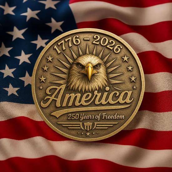 US 250th Anniversary Coin Commemorative 250 Years of Freedom Coin 1776 To 2026 Patriotic Keepsake Coin Gift for Collectors History Enthusiasts