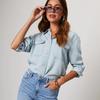 Women Denim Shirts Solid Color Turn Down Collar Long Sleeve Jean Blouses Single Breasted Loose Casual Tops Streetwear