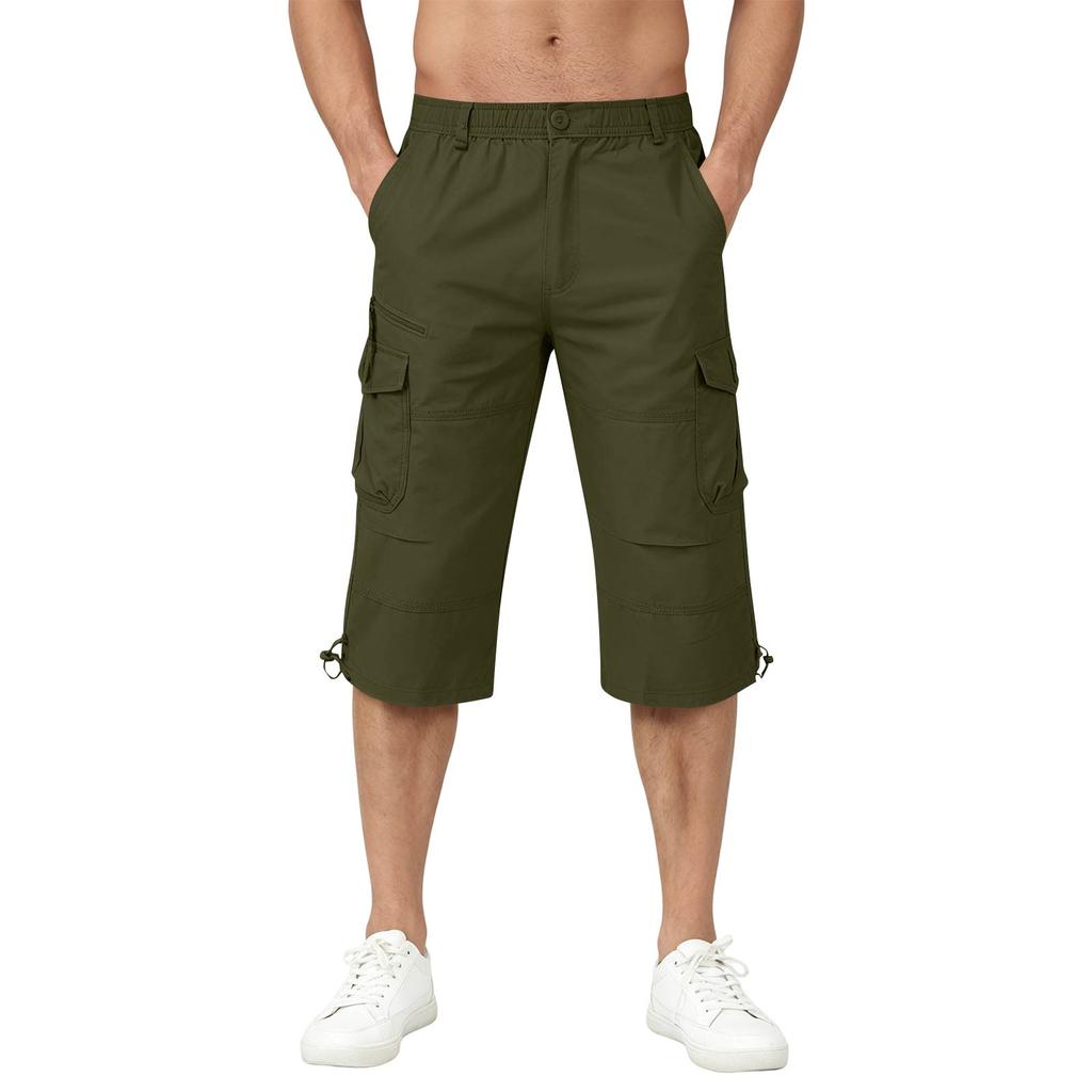 Pantaloni Capri da Uomo a Vestibilità Larga con Tasche Multiple Pantaloni Sette Ottavi Leggeri per Uso Esterno e Quotidiano