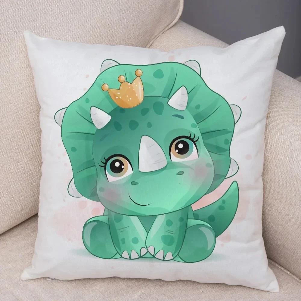 

Cartoon Jurassic Dinosaur Cushion Cover Decoration Cute Animal Pillow Case Soft Pillowcase For Children Room Sofa Home Car - ... S