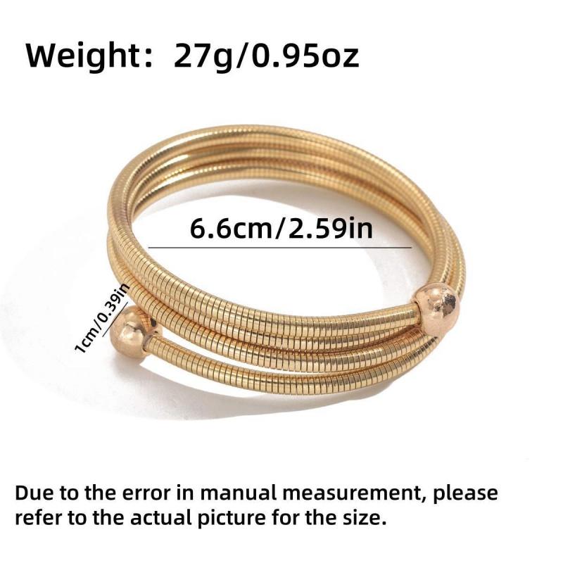 Stainless Steel Gold-Plated Fashion Three-Layer Spiral Round Bracelet for Women Men High-Quality Rock Party Jewelry Accessories