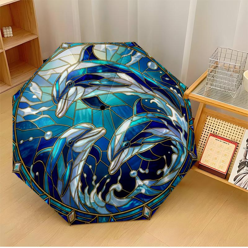 

Dolphin Love (2) Printed umbrella windproof folding umbrella portable sun and rain umbrella suitable for gifting