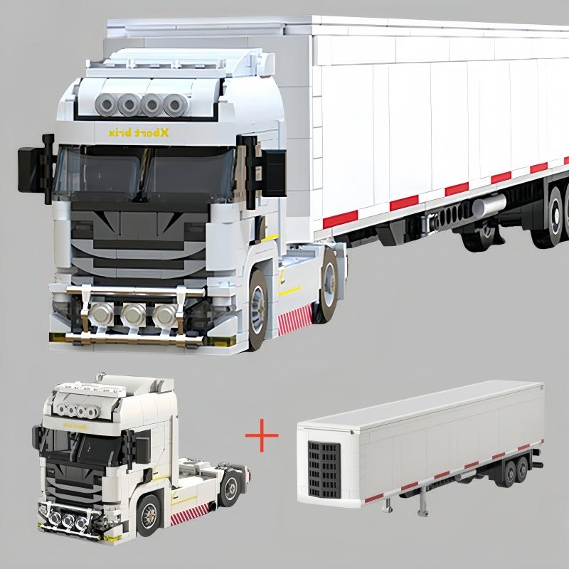 KNEW BUILT European Truck Semi-TrailerOil TankerContainer Trailer Building Block Toys-Boys' Educational AssemblyFestival Gift