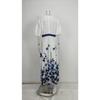 European and American Fashion Floral Print Elegant V Neck Tie Waist Maxi Dress Women