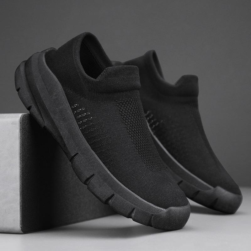 Spring and Summer New One-pedal Lazy Shoes Fly-woven Breathable Fashion Socks Sports Trendy Shoes Solid Color Versatile Men's Shoes