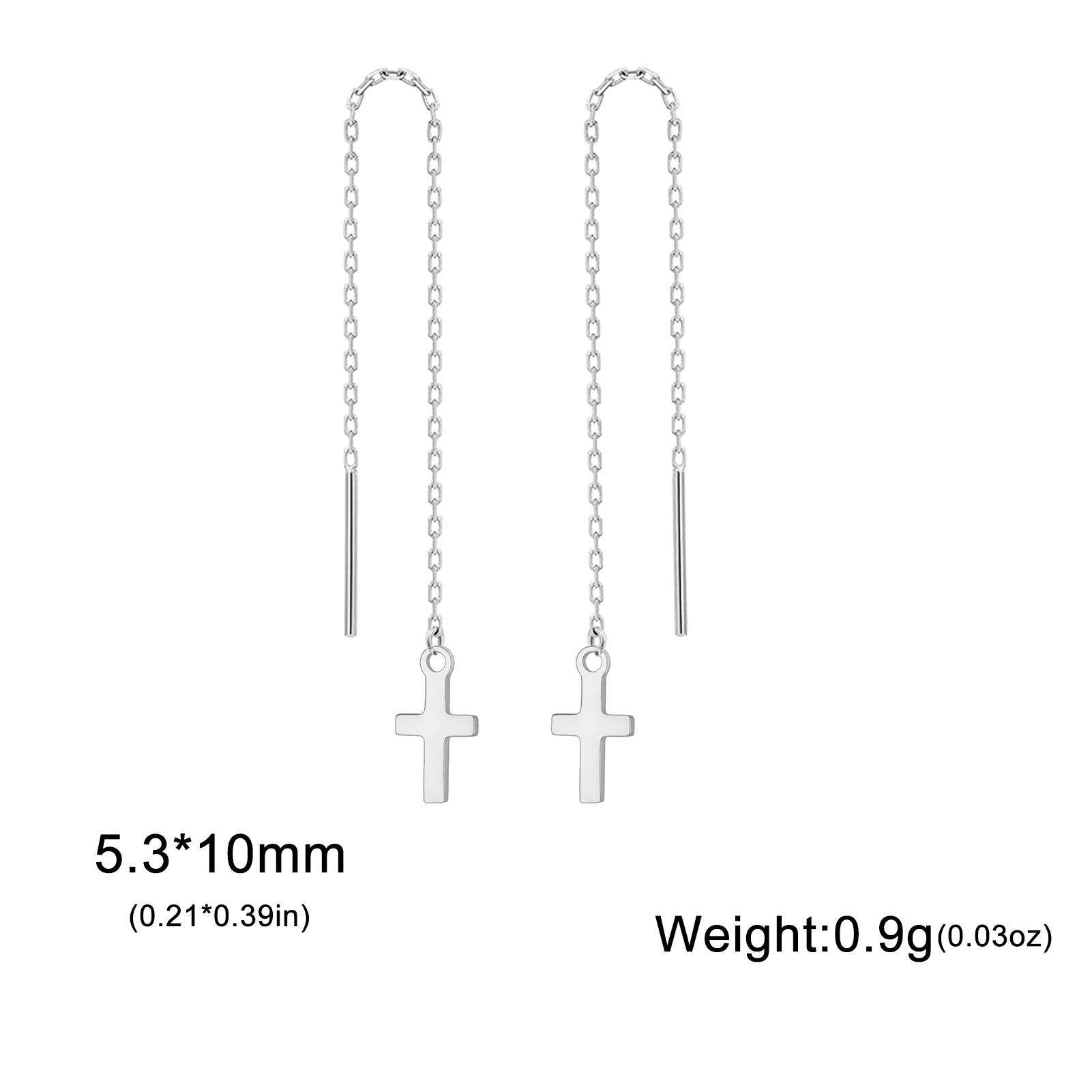 

LIKGREAT Stainless Steel Cross Line Earring for Women Girl Fashion Long Chain Hanging Earrings Ankh Cross Charm Cross Jewelry