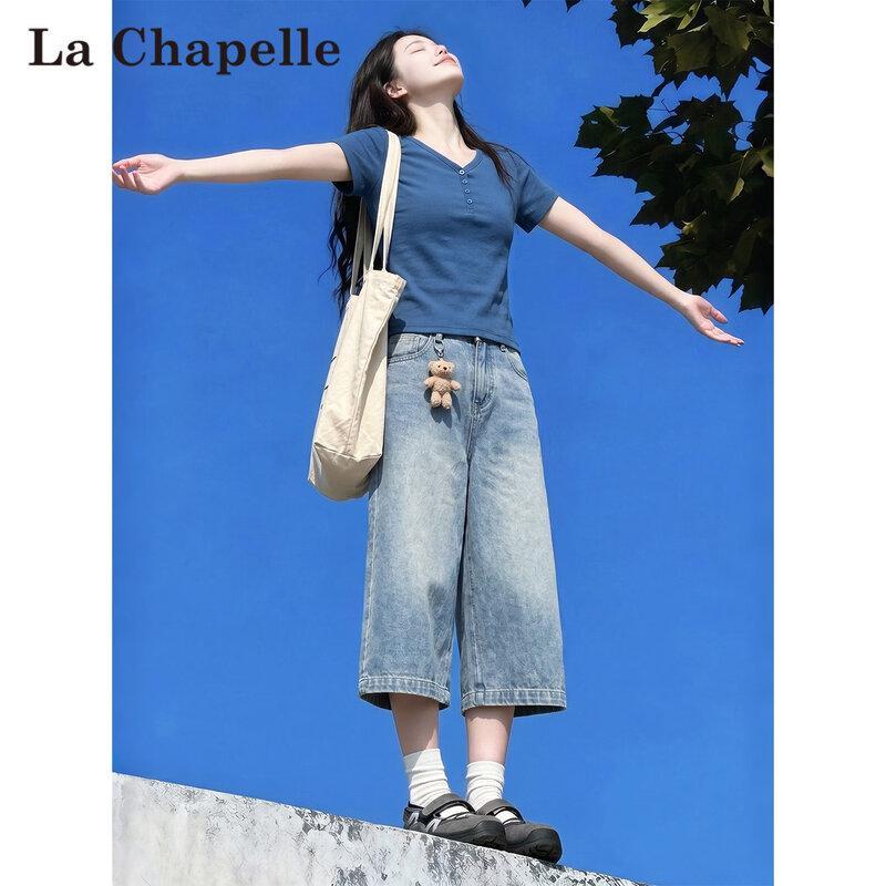 Women s Summer High-Waist Wide-Leg Denim Capri Pants XL