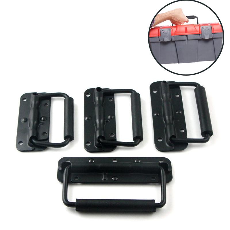 Iron Spring Folding Handle for Tool Box Cabinet Equipment Black Luggage Case Handle 3 Sizes