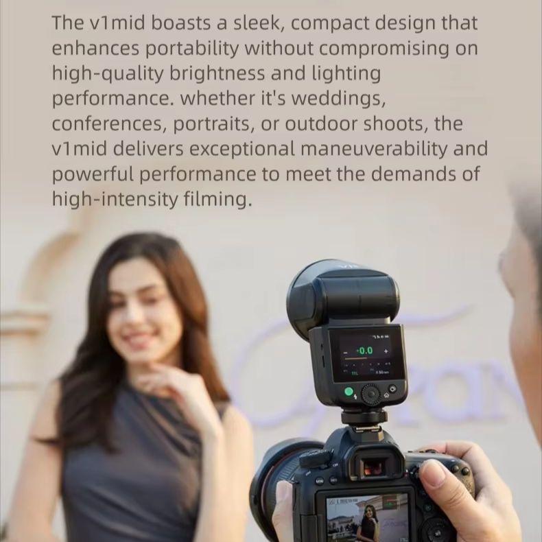 Godox V1MID TTL Camera Flash 55WS  Li-ion Round Head Wireless Speedlight for Canon Sony Nikon Olympus Fujifilm DSLR Cameras