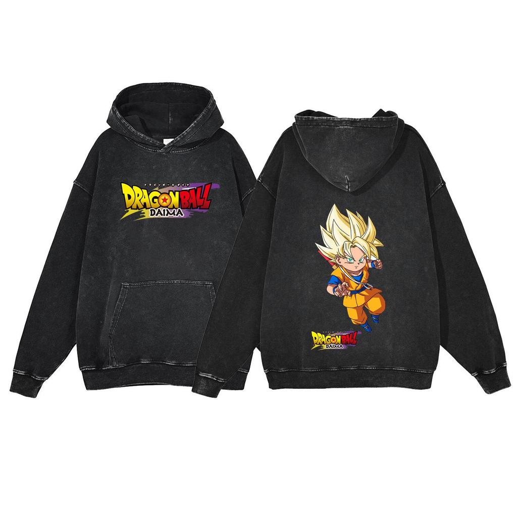 Anime Dragon Ball DAIMA 440g Vintage Streetwear Cotton Hooded Sweatshirt