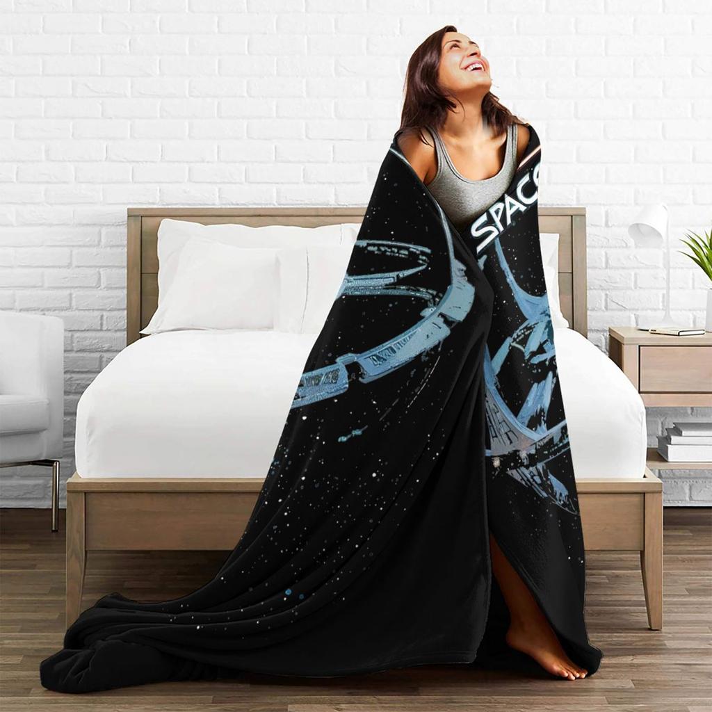 Stars Treks Deep Space Nine Flannel Blankets Station Logo Novelty Throw Blankets Bed Sofa Couch 150*125cm Plush Thin Quilt Warm