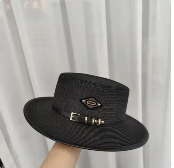 

new Summer Hats for Women Wide Brim Casual Beach Sun Hat Women Summer Straw Hat Sunscreen Block UV Protection Panama Bow Cap 55-58cm чорний