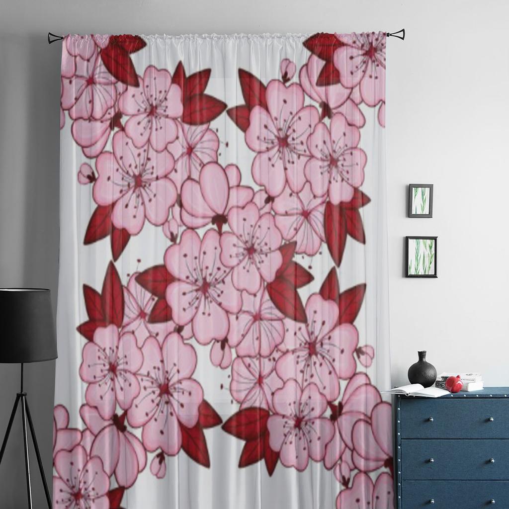 Tende trasparenti in tulle rosa floreale per soggiorno e camera da letto, moderne tende in organza e voile di chiffon, tende decorative.