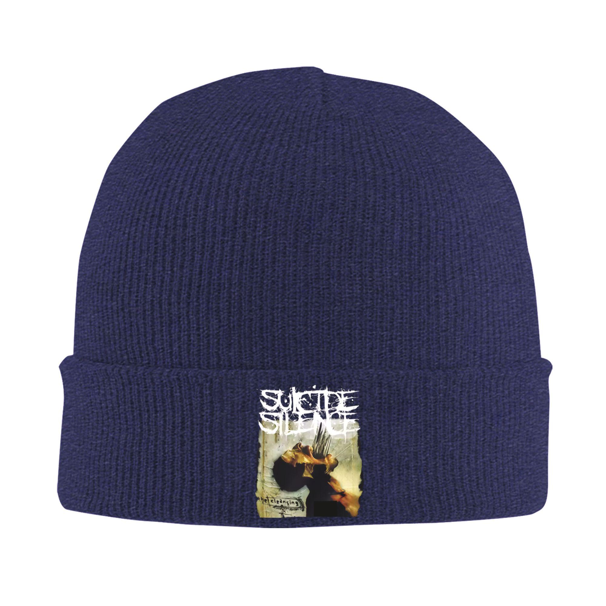 

Suicide Silence Knitting Hat Funny Caps Adult Unisex Hippie Beanie Hats Autumn Winter Pattern Elastic Bonnet Hats One Size