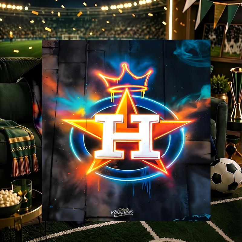 Neon Lights Houston Logo Blanket Lightweight Flannel Bedding Blanket Perfect for Travel, Camping, Living Rooms, Offices, Sofas, Fan Christmas gift