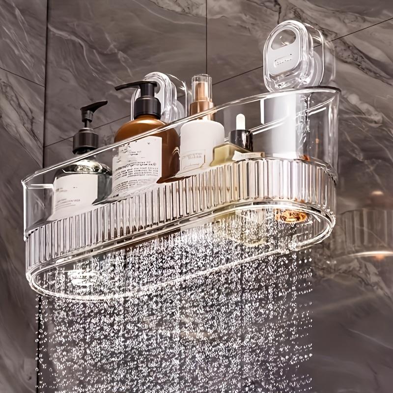 Luksusowa Ścienna Półka Storage z Przyssawką - Nie wymaga wiercenia, Wytrzymały Plastikowy Organizer na Akcesoria do Prysznica, Kosmetyki i Artykuły Toaletowe